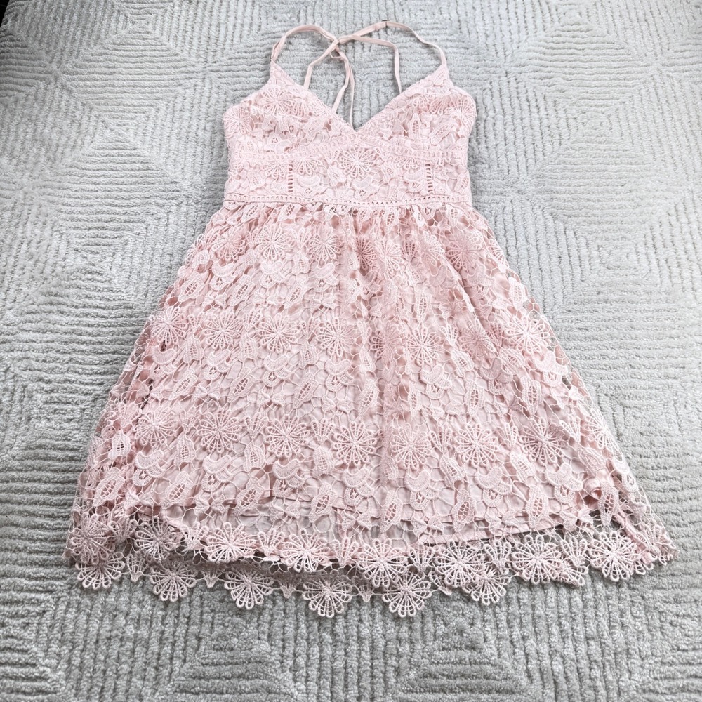 Hollister Lace Mini Dress Women's S Pink Floral Coquette Romantic Fairycore Soft